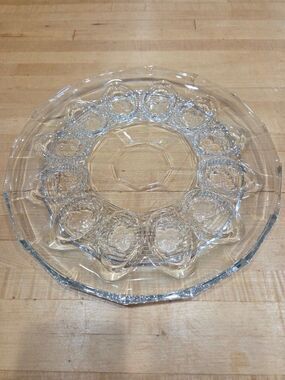 Vintage Anchor Hocking Fairfield Clear Glass Deviled Egg Plate Platter 11 Inch